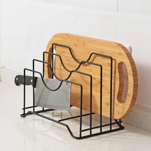 4 Layers Iron Kitchen Chopping Board Storage Rack Shelves Pot Lid Organizer Rack Kitchen Towel Holder Rack Simple Book Shelf
