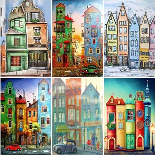 5D Diamond Painting City Landscape Cross Stitch Kit Crafts Full Square Round Diamond Embroidery Rhinestones Mosaic Home Decor