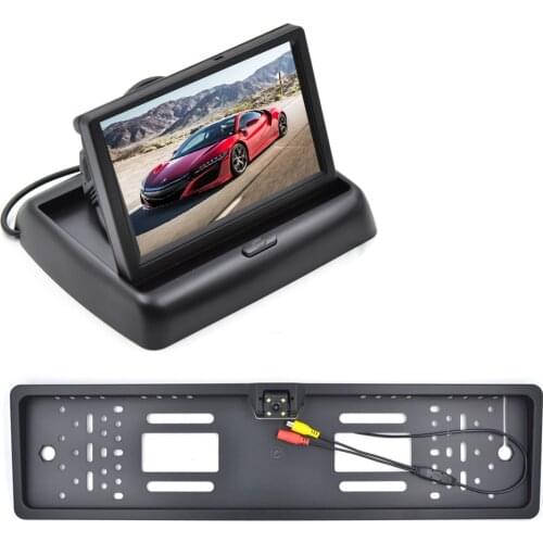 4.3 Inch Car TFT-LCD HD Color Monitor EU License Plate Frame Car Waterproof Rear View Camera Vehicle Reverse Parking Assist Kit