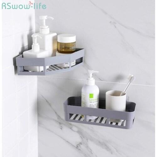 Perforation-Free Corner Rack Toilet Wash Rack Traceless Wall-Mounted Triangular Rack Receptacle Rack In Bathroom Plastic Holder