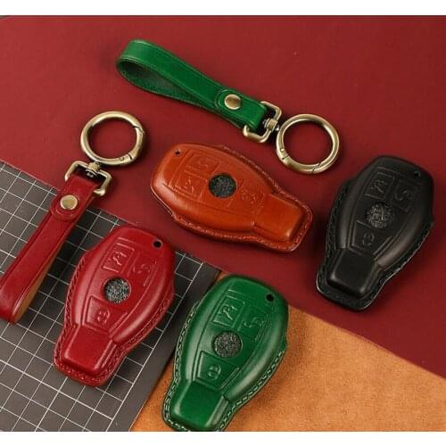 Genuine Leather Key Case Holder Bag For Mercedes Benz W205 W203 W210 W212 221 C117 W166 A B C E S R CLA GLE GLC AMG