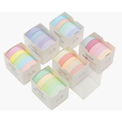 5pcs/lot Decorative Washi Tape Diy Rainbow Sticker Masking Paper Set For Diy Crafts Planners Scrapbooks Journals Cards