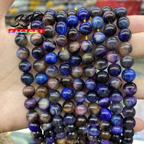 Natural Mixed Color Blue Tiger Eye Stone Beads Round Loose Beads For Jewelry Making DIY Bracelets Accessories 6 8 10 12 mm 15"