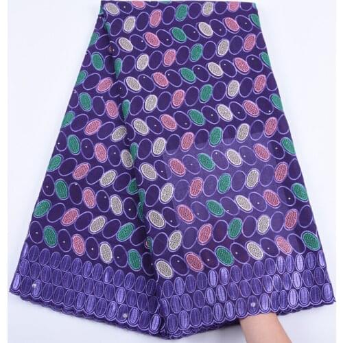 Purple Free Shipping Swiss Voile Lace In Switzerland 5 Yard African Swiss Cotton Lace Fabric With Stones For Every Dress F1688