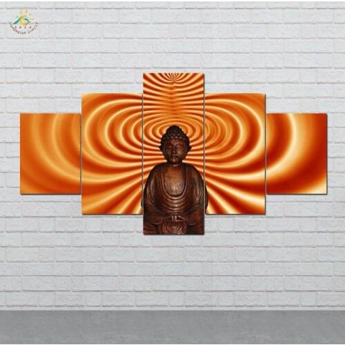 Buddha Fractal Picture And Poster Canvas Painting Modern Wall Art Print Pop Art Wall Pictures For Living Room 5 PIECES