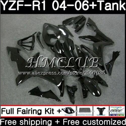 Body Gloss black For YAMAHA YZF R 1 YZF-1000 YZF 1000 YZF R1 2004 2005 2006 15HC.11 YZF1000 YZF-R1 04 06 YZFR1 04 05 06 Fairing