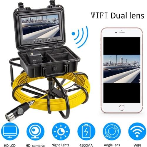 HD Lcd Endoscope Camera Wifi Dual Lens Inspection Portable Borescope System with Angle View Range 42mm Camera Head Night Vision