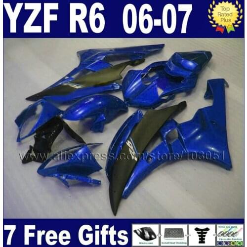 Custom Injection Road race moto fairings For Yamaha yzf r6 2006 2007 YZFR6 06 07 YZF600 blue black bodywork fairing kits
