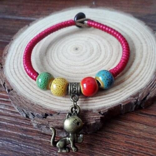 1PC Ceramic Hand Woven Bracelet Jewelry New National Style Kitten