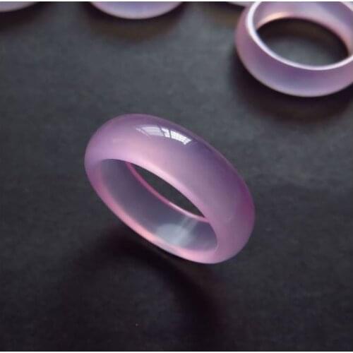 Natural lovers womens brand pink Agate jade chalcedony jade ring emerald handmade jade rings jade jewelry natural stone jade