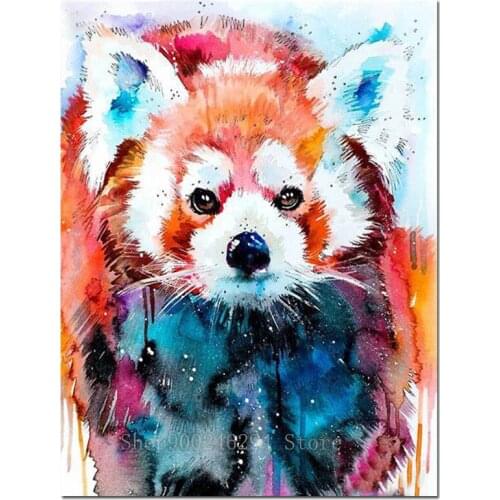 Colorful Animal Raccoon 5D DIY Diamond Painting red panda Square round stone 3D Rhinestone Embroidery Mosaic Wall Decor FF1528