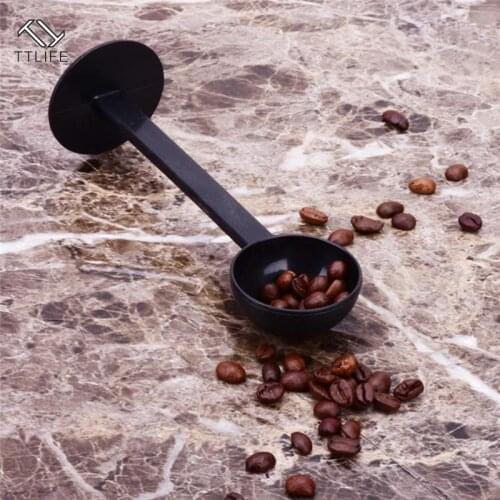 TTLIFE Plastic Coffee&Tea Tools 2 IN 1 10g Measuring Tamping Scoop Coffee Tamper Black Espresso Stand Coffee Spoon Kitchen Tools