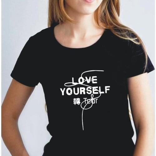 Fashion LOVE YOURSELF Letter Printed Short Sleeve T-shirt Women Tops Summer Korean Casual Tee Shirt Femme Harajuku Women T Shirt