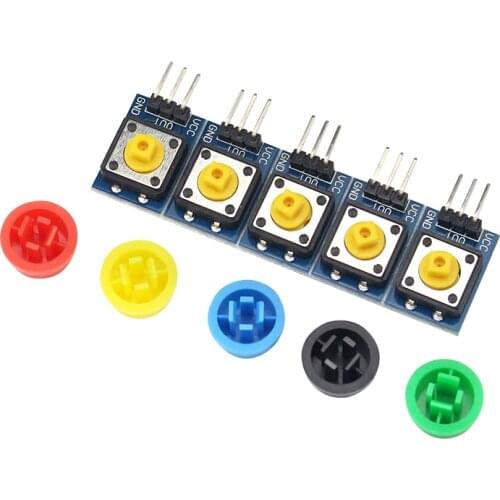 5 pcs Raspberry Pi 3 Switch Key Module 11 x 13 Highly Sensitive Switch Button + 5 Color Hat for Raspberry Pi 3 ARM SCM
