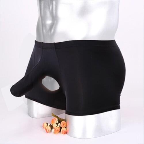 Elephant Nose Men Underwear Sexy Hole Boxer Shorts Long Bulge Breathable Man Underpants Panties cueca masculina hombre