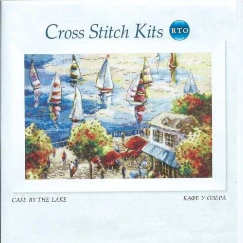 High Quality Lovely Counted Cross Stitch Kit Cafe By The Lake Sea Seaside Shore Sailing Boat Ship Vessel