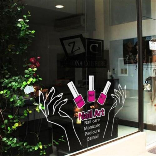 Nail Wall Sticker Art Studio Hand Silhouette Wall Decal Silhouette Nail Salon Decal Mural Decoration Vinyl DW8528