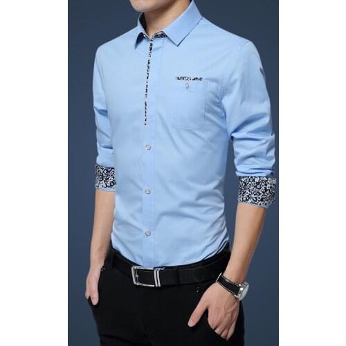 New mens long sleeve shirt mens youth slim non-iron shirt thin casual cotton shirt