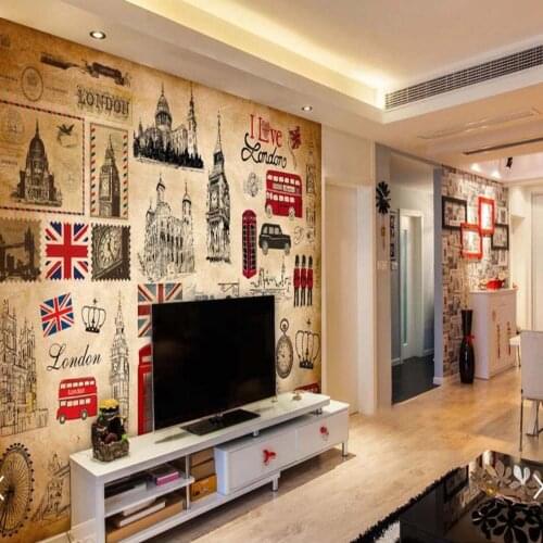 Panneau Mural 3d European Vintage Retro London Mural Photo Wallpaper for TV Background Wall Decor Photo Wall Textured Wallpapers