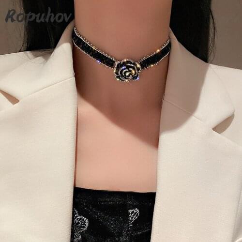 Ropuhov 2021 New Korean Fashion Gift Woman Short Luxury Necklace Rose Charm Bling Wholesale