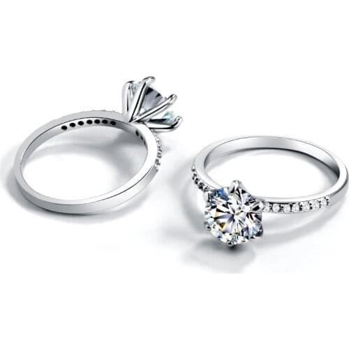 Luxury big Crystal Engagement Rings for Women Female Classic 6-claw AAA Cubic Zirconia Silver color Ring 2020 Wedding Jewelry