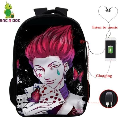 Mochila 3D Print Anime Sac A Dos Hunter X Hunter Bookbag Men Backpack 16 Inch Travel Bag Girls Hisoka Backpack Back To School
