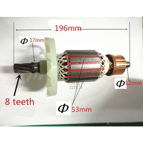AC 220-240V 8 teeth Armature Motor Replacement for HITACHI PH65A 65A 85A 75A 90A 95A Hammer Drill Rotor Engine Parts