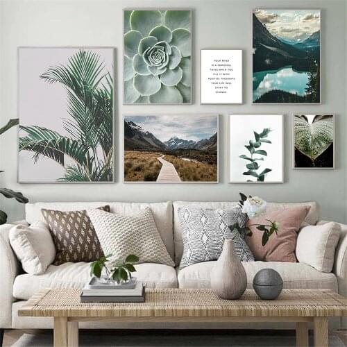 Modern Green Leaves Landscape Wall Art Posters And Prints Inspirational Quotes Canvas Paintings Nordic Picture Living Room Decor