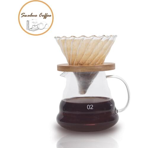 500ML/300ML Wooden brackets Glass Coffee Dripper and Pot Set Japness style V60 Glass Coffee Filter Reusable Coffee Filters