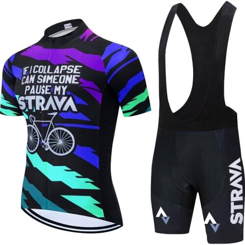 STRAVA Cycling Team Jersey Clothing Bike Pants Sportswear Ropa Ciclismo Mens Summer BICYCLING Shirts Maillot Culotte Wear