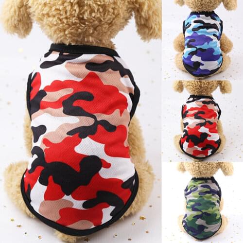 Spring Summer Dog Clothes Printed Mesh Camouflage Dog Vest Cartoon Multicolor Puppy T Shirt For Small Medium Dogs Pet Clothes