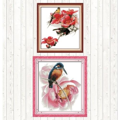Alcedo Atthis Bengalensis Needlework Embroidery Patterns DIY Crafts Embroidery Kit 14ct 11ct Count Print Canvas Cross Stitch Kit