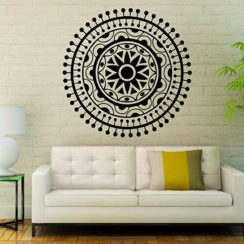 WJWY Mandalas Flower Wall Decals Yoga Indian Vinyl Art Wall Stickers Home Decor Adhesive Sticker Living Room Bedroom Decoration