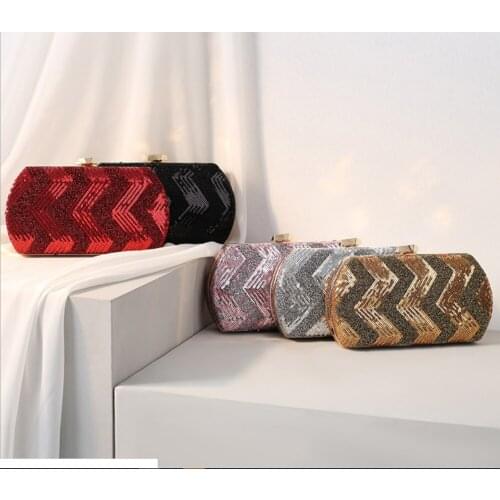 XIYUAN lady Dinner bag Cross body clutch bags New sequins bead embroidery shiny banquet bag fashion womens handbag Clutches