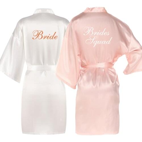 2020 light pink New Bridesmaid Robes Bridal Robes getting married blush pinky Satin Robe women short kimono robes Wedding