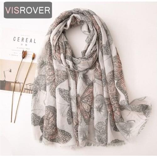 VISROVER 2021 butterfly printing viscose summer scarf with sequin Fashion beach Wraps Spring Shawls Hijab gift wholesales