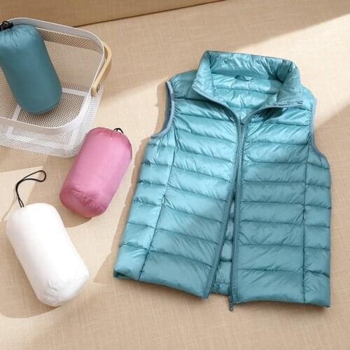 Winter Plus Size 4XL Women Down Jackets Vest Short Ultra Light Duck Down Coat Autumn Puffer Waistcoat Slim Parkas