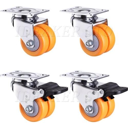 1.5/2 Inch Heavy Duty Nylon Industrial Double Wheel Caster No Noise For Sofa Table Furniture Workbench or Trolley