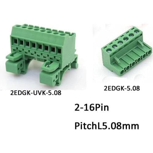 20Set 2EDGK-UVK-5.08 2EDGK-5.08 UVK Orbital Vertical Pluggable 35mm Rail Male Female Terminal Block Connector