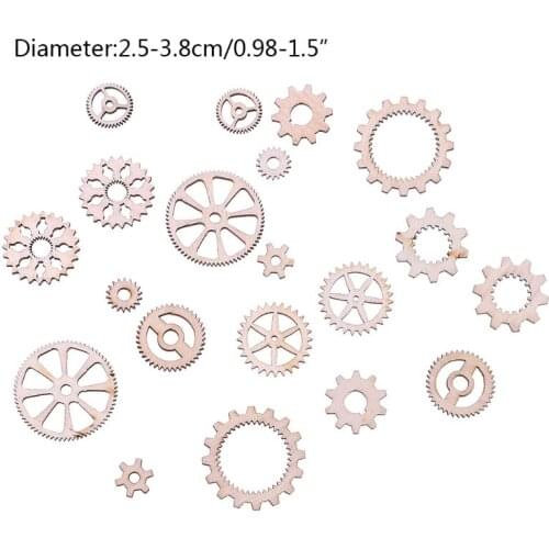20pcs Laser Cut Wood Gear Embellishment Wooden Shape Craft Wedding Decor