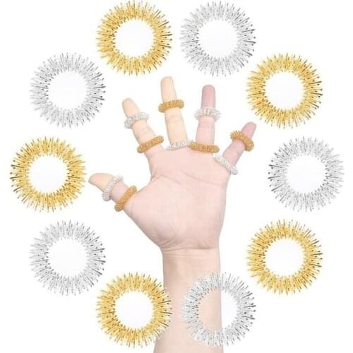 20 Pieces Spiky Sensory Finger Rings, Spiky Finger Ring/Acupressure Ring Set Silent Stress Reducer and Massager