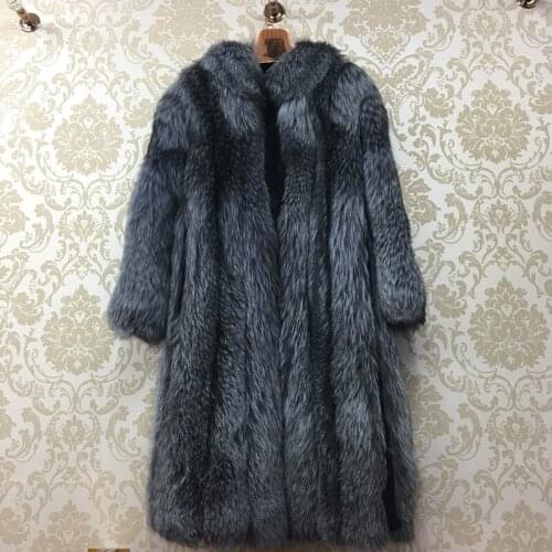 2017real Silver Fox/red fox fur long 110 coat fox fur New fashion 100% natural gilet winter high quality women fur vest fur coat