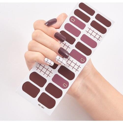 22 Tips/Sheet Solid Colors And Creative Nail Art Nail Adhesive Nail Wraps DIY Manicure Decoration Nail Tape Sticker For Nails