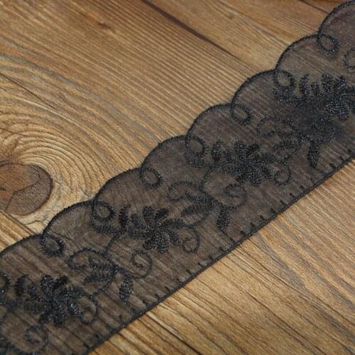3YARDS black Net Dress Lace Trim Embroidery Lace Accessories 6.5cm Width Free Shipping