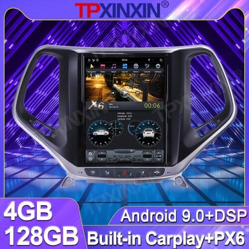 4+128G For Jeep Cherokee 2014-2018 Android Tesla Vertical Screen Car Radio PX6 Multimedia GPS Navigation Video Player Carplay