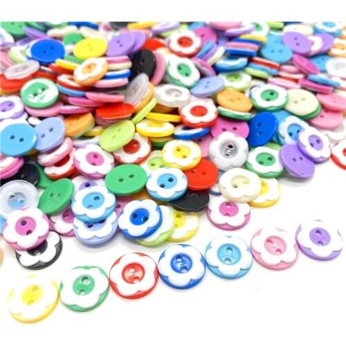50Pcs/Lot 12mm Assorted Colors Shapes Tiny Resin Button Beads 2 Holes Sewing Craft DIY Hand-made Clothing Accessories