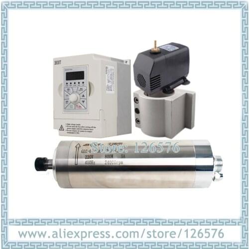 800W water cooled spindle motor 4 bearing+1.5Kw AC220V Inverter + 65mm Clamp + 75w water cooling Pump
