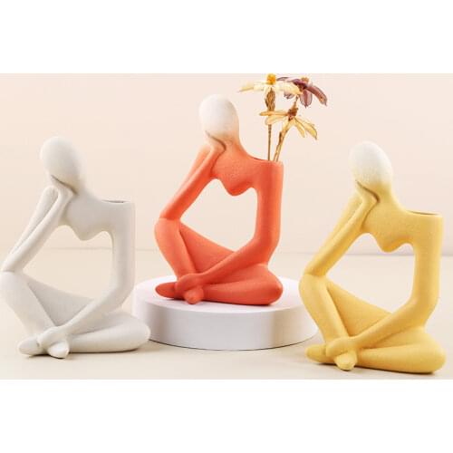 Abstract Ceramic Vase Nordic Simple Flower Pot Hydroponic Living Room Bedroom Interior Home Decoration Accessories Office Garden