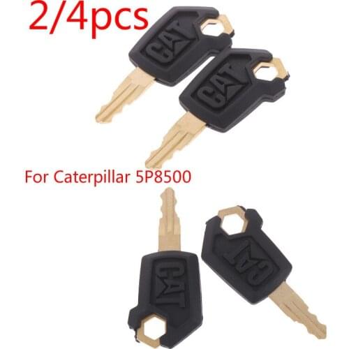 2/4pcs 5P8500 Key Excavator Cab Key Accessories For Heavy Equipment Ignition Loader Dozer Metal & Plastic Black & Gold