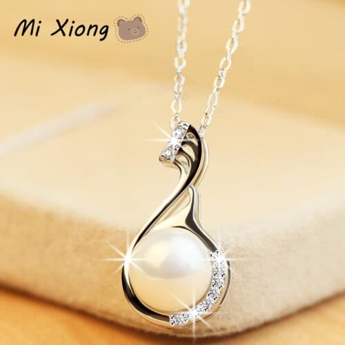 Mi Xiong s925 sterling silver unique craft pearl diamond pendant necklace luxury elegant charm ladies holiday gift brand jewelry